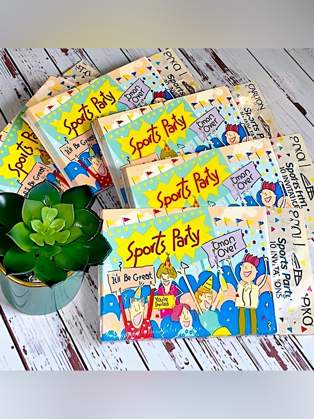 NWT Vintage Carlton Cards Sports Party Invitations NOS Sealed (50 Total)